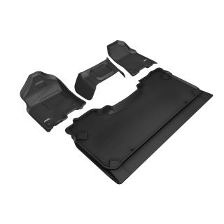 3D MAXpider Compatible with DODGE RAM 1500 CREW CAB W/ BENCH FRONT ROW 2019-2024 KAGU BLACK R1 R2 (R1 3 PCS DESIGN)-1